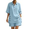 Women's Linen Two-Piece Set: Short-Sleeve Shirt & Loose Pants (2026)