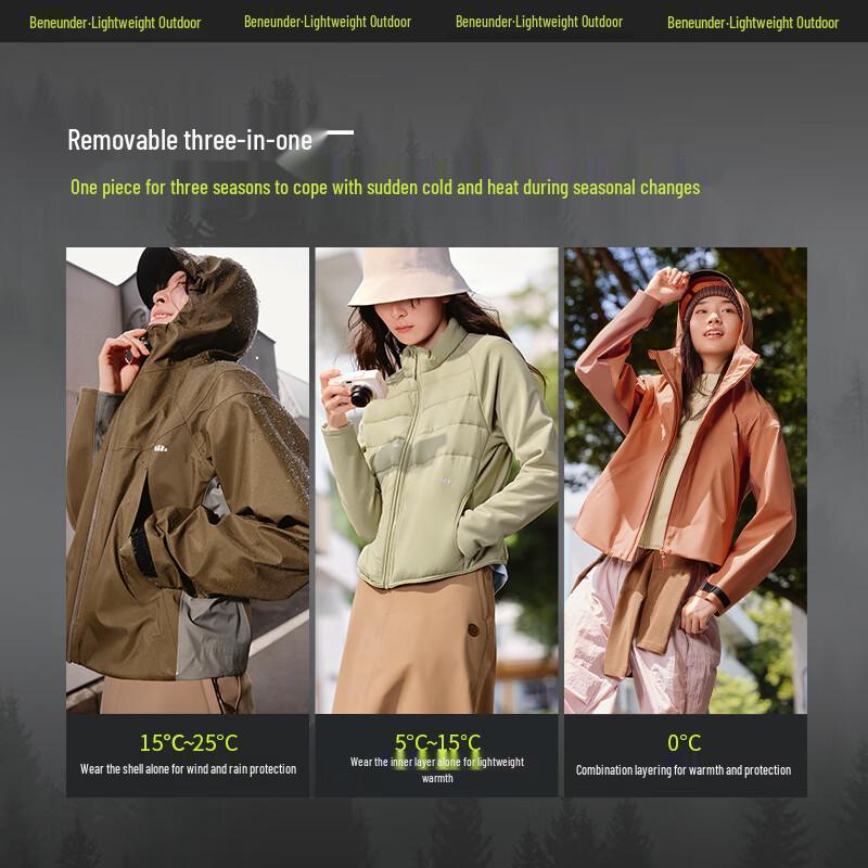 Jiaoxia Women's 3-in-1 Outdoor Windproof Jacket LS19524