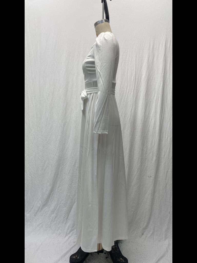 Weißes, schmales, langes Kleid im französischen Stil für Damen – Europäische und amerikanische Eleganz im Frühjahr/Sommer 2025