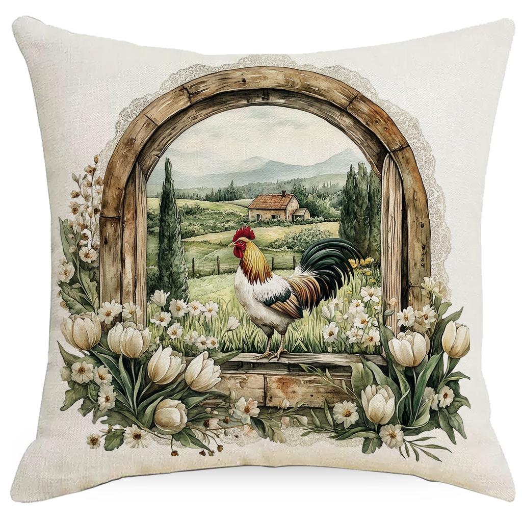 Retro Farmhouse Pillowcase Floral Animal Home Sofa Cushion Pillowcase