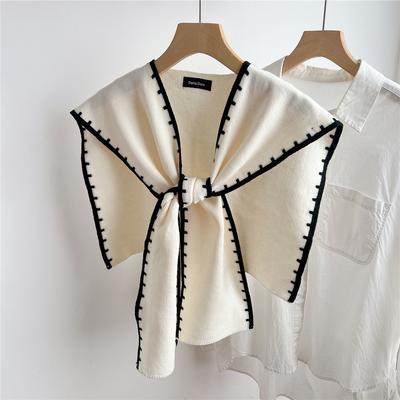 Fashion Korean Knitted Shawl Summer Office Fake Collar Neck Guard Knit Thin Knotted Cape Shoulder Scarf For Female