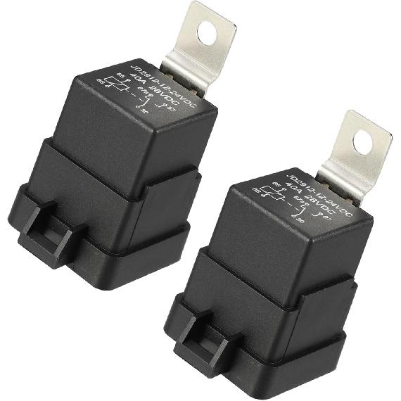 

Motoforti 2 Pcs Waterproof Relay DC 24V 40A, 5 Pin Relay Car Charge Case Universal for Car Durable Plastic Black Long-lasting
