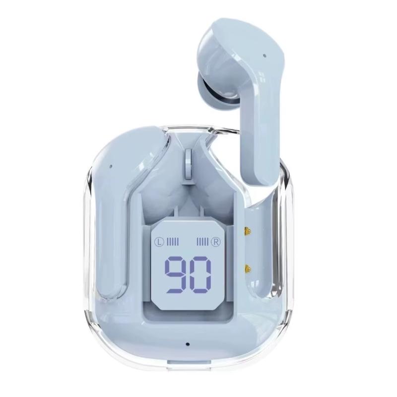 1 Set Soft Silicone In-Ear Design Wireless Sports Earbuds Transparent Tws Bluetooth Earphones Hifi Stereo Audio Led Display