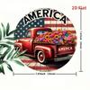 1pc Patriotic Red Truck Metal Sign with Floral Wreath, Round Wall Decor for Home Patio Garage Bar