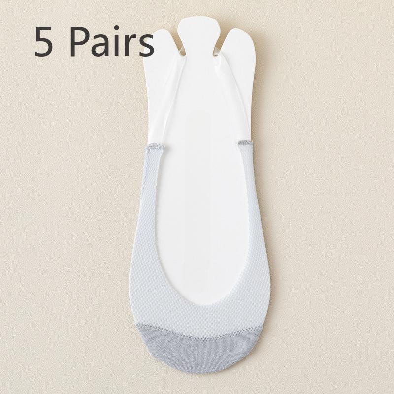

5 пар женских летних тонких хлопковых нескользящих носков с бретелью через шею из искусственного шелка 5 Pairs светло-серый