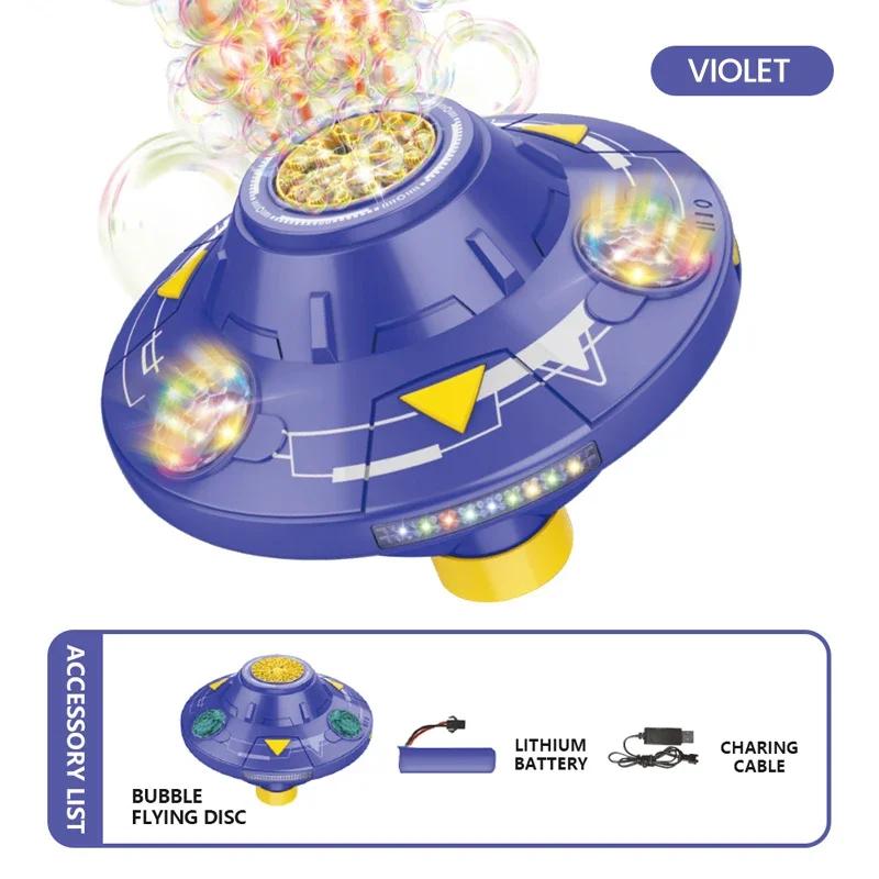 

Flying Saucer 32 Hole Bubble Machine Intelligent Rotating Kids Toys Obstacle Avoidance Automatic Soap Blowing Outdoor Party Game