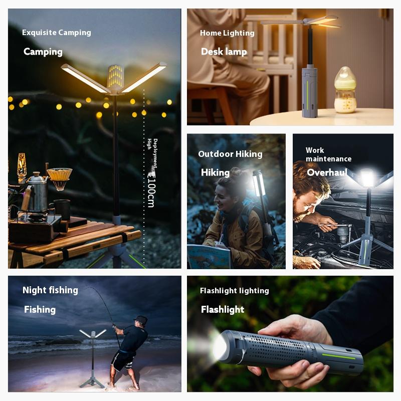 Outdoor Retractable Camping Lamp Portable Rechargeable Work Light 1000 Lumen Telescopic Hiking Fishing Home Emergency Lanterns