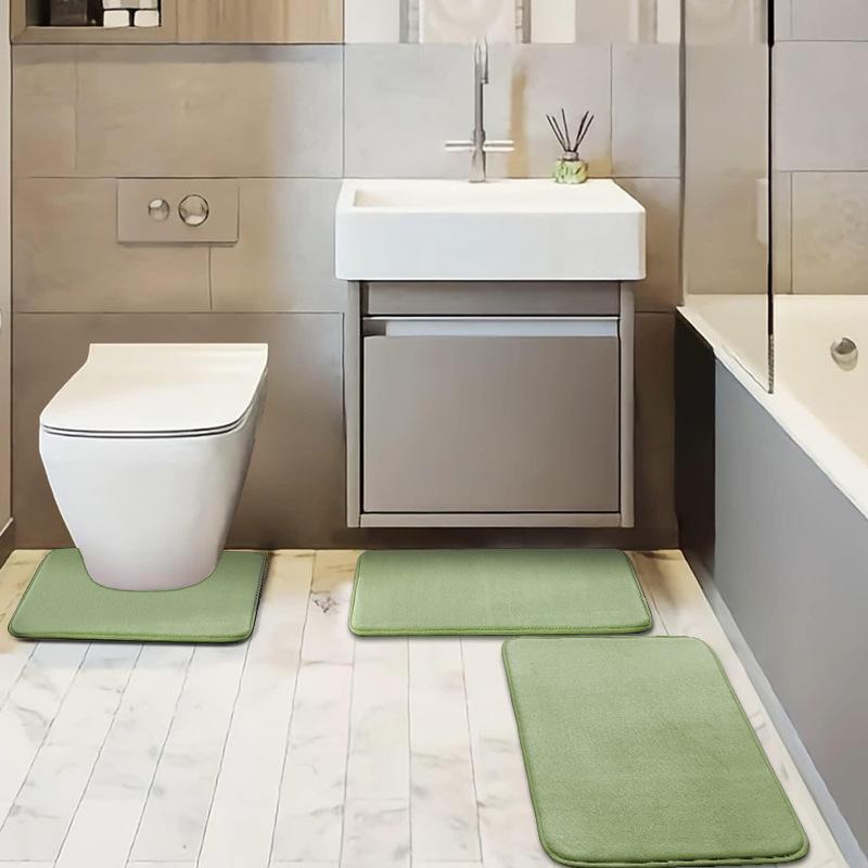 Non-Slip, Absorbent, Dirt-Resistant Bathroom Mats - Simple Style Flannel Floor Mats