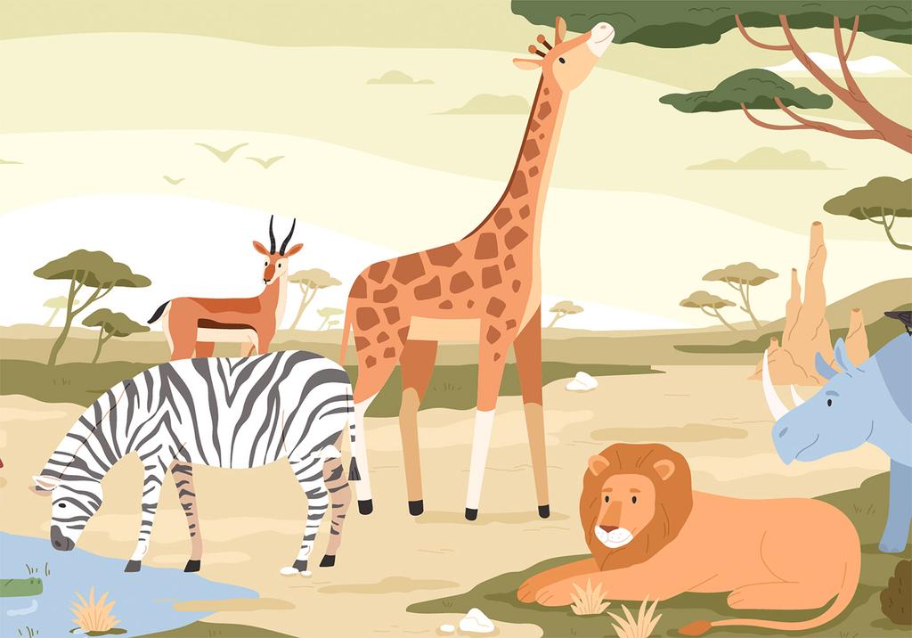 Wallpaper - Animals from the Jungle Vector Illustration