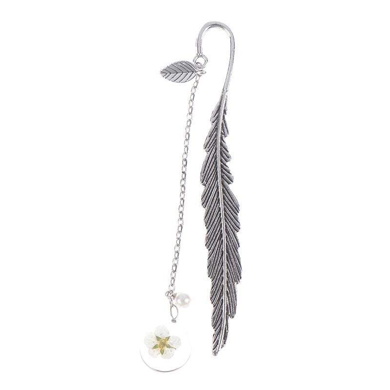 Flower Specimens Bookmark Pendant Metal Book Mark School Office Supply