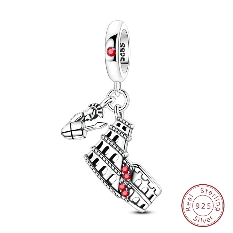 Original 925 Silver Travel Charm New York Rome Vienna Pendant Landmark Building Pendant Fit Bracelet Fine DIY Jewelry