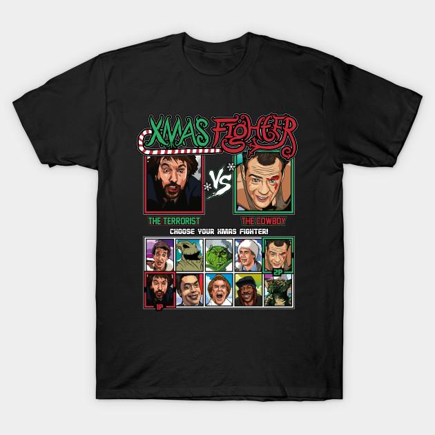 

Мужская черная футболка с принтом Xmas Fighter - Die Hard Печать на трансферной бумаге без вырезания Хлопковая футболка M чёрный