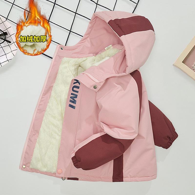 Girls Big Kids Thickened Hooded Winter Princess Style Windproof Jacket