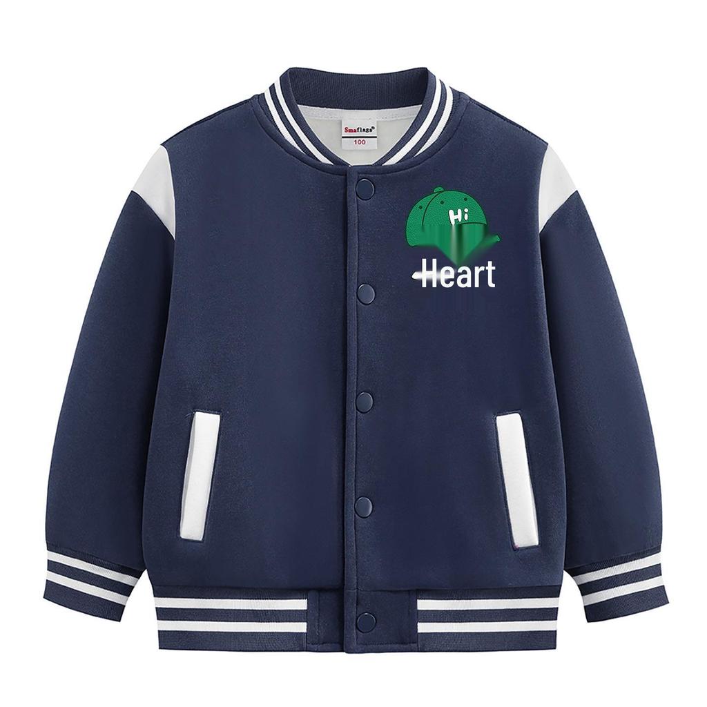 2026 Boys' Korean Style Velvet Baseball Jacket - Autumn/Winter Casual Top