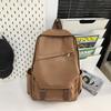 Men's Large Capacity PU Backpack Student Schoolbag Sports Computer Bag