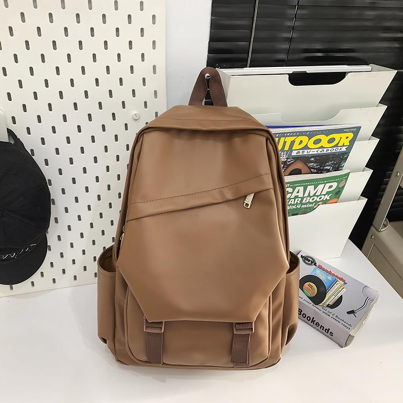 Men's Large Capacity PU Backpack Student Schoolbag Sports Computer Bag