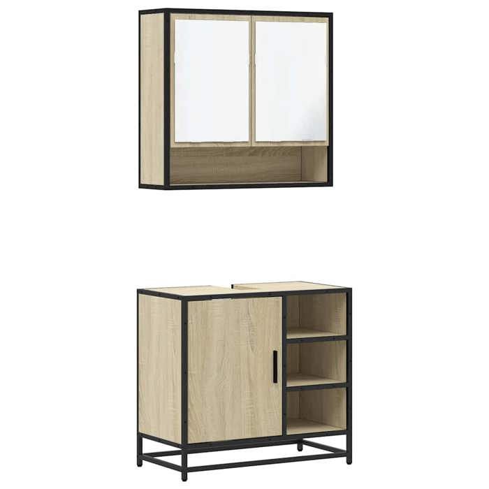 VidaXL Bathroom Furniture Set 2 Pcs Sonoma Oak, Storage Cabinet, Bathroom Cabinet, Vanity Unit 3300936