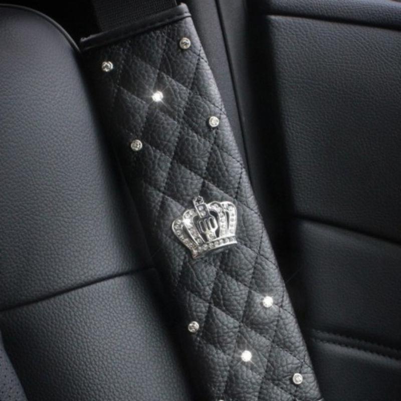 Rhinestone Inlaid Crown Steering Car Seat Belt Shoulder Protection Cover Automatic Transmission Handbrake Protection Cover