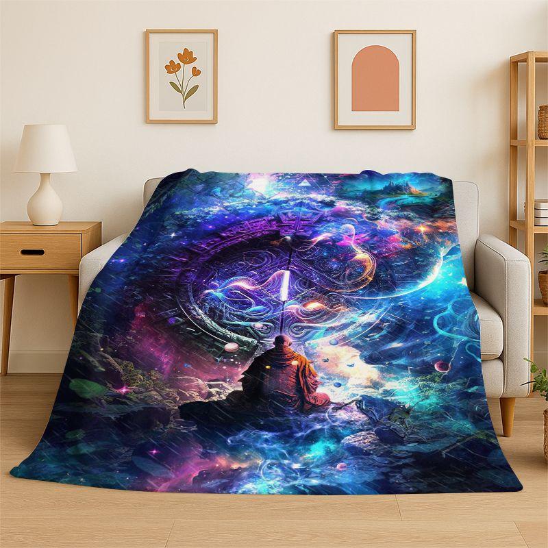 Rainbow Chakra Yoga Mandala Meditation Flannel Blanket Soft Throw Blanket for Bedroom Living Room Bed Travel Camping Picnic Nap