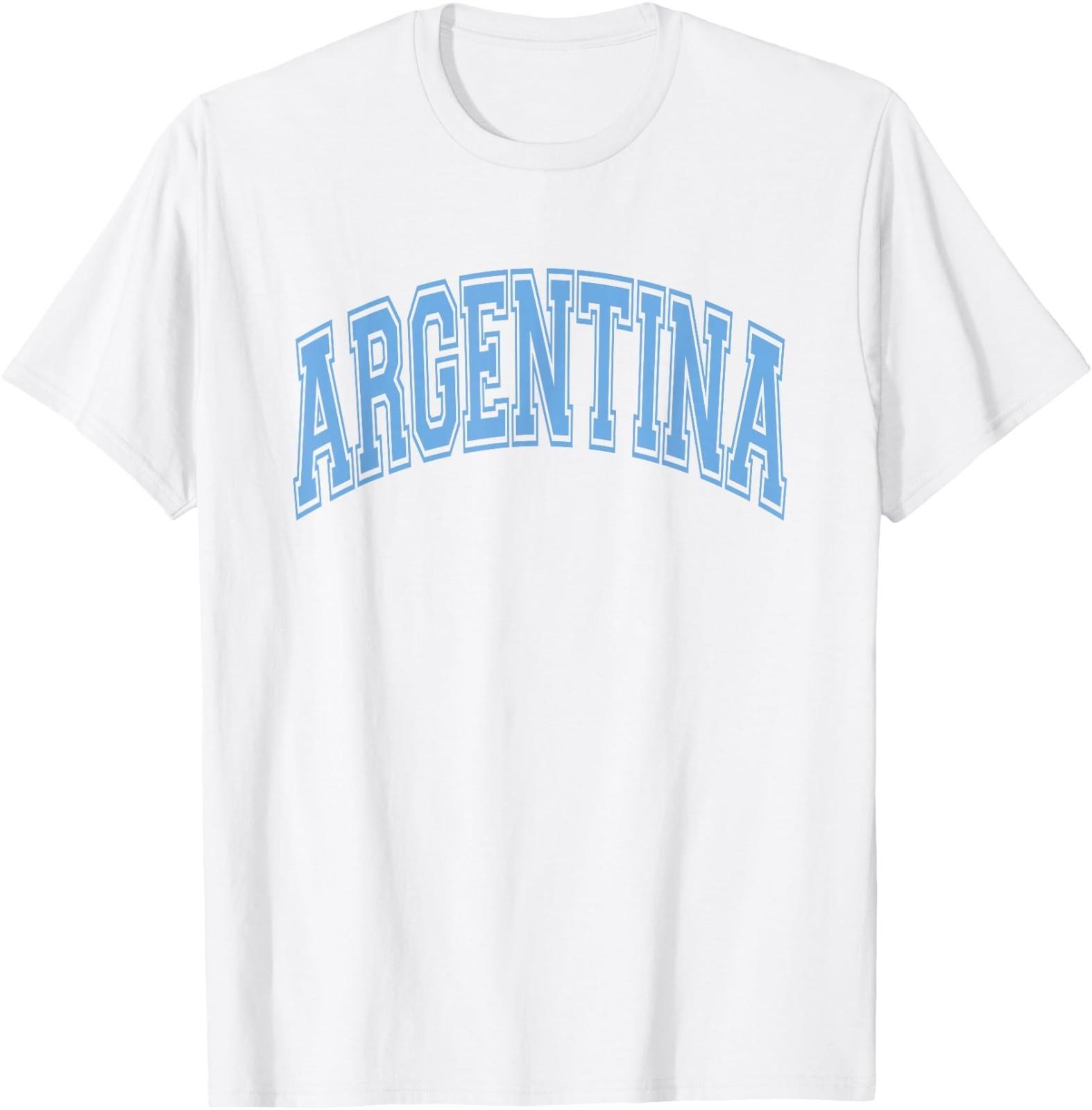 Argentina Arched Style Text White with Light Blue Print T- Unisex T-Shirt M