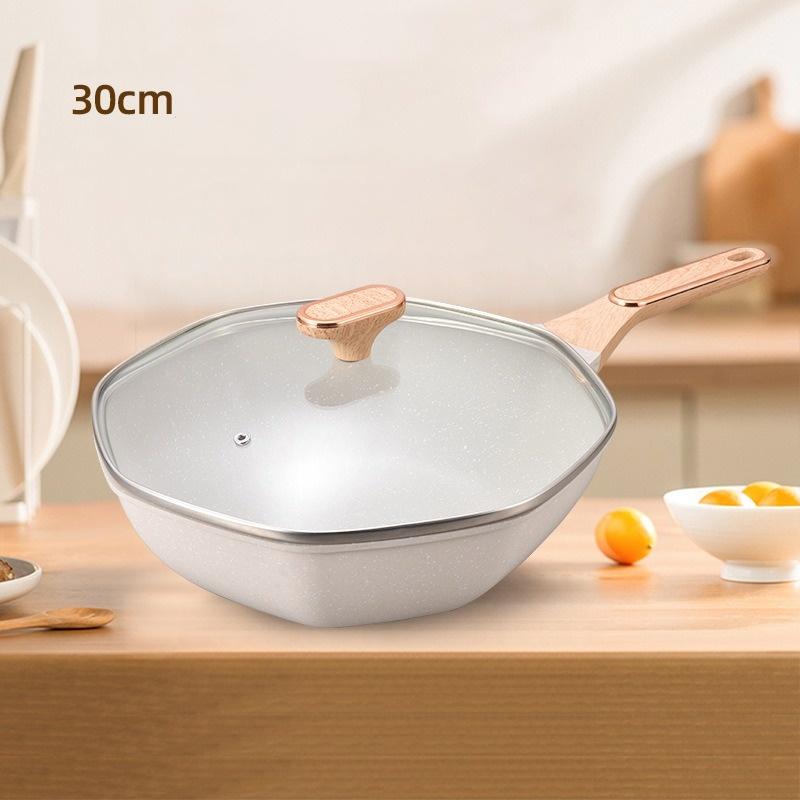 

Giyoca 30/32 см Кастрюля из медицинского камня Звездчатый анис Сковорода с антипригарным покрытием Бездымная кастрюля/вок Многофункциональная кухонная посуда Кастрюля 30-32cm