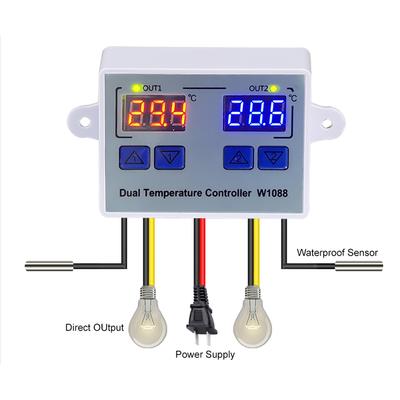 W1088 AC 110-220V Computer Digital Display Intelligent Temperature Dual Controller Aquarium Incubator Thermoregulator