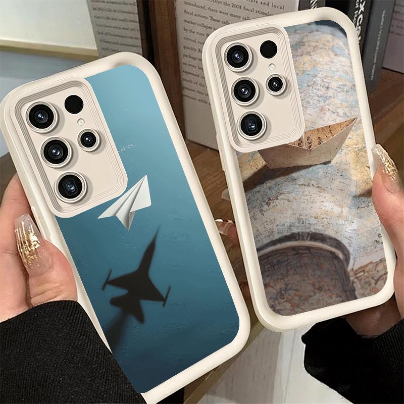 Phone Case for Samsung Galaxy S26 S25 Ultra S24 FE Paper Airplane Boat Dream Shell S23 Plus S22 + S21 S20 5G Soft Silicone Funda