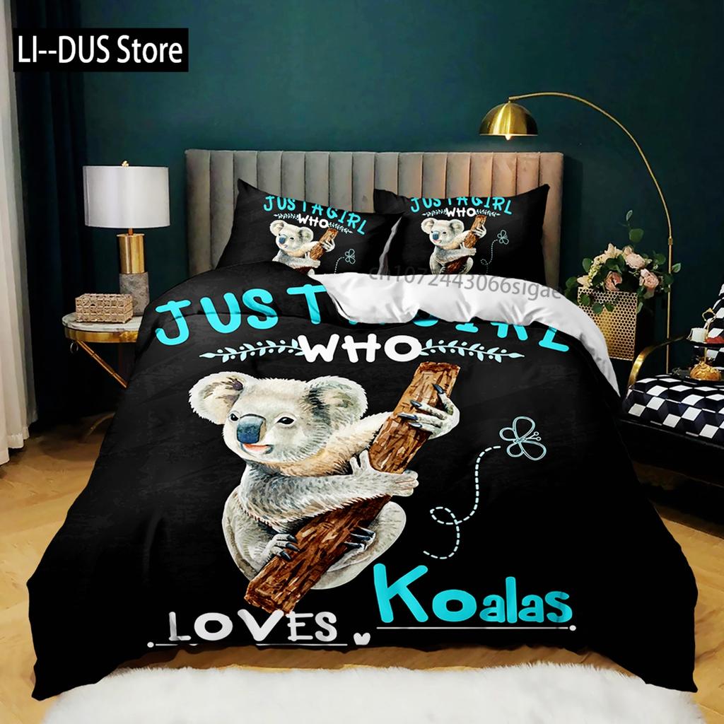 Cartoon Duvet Cover Set Howling Wolf In The Moonlit Night Bedding Set Polyester Just A Girl Who Loves Wolves Pattern Quilt Cover