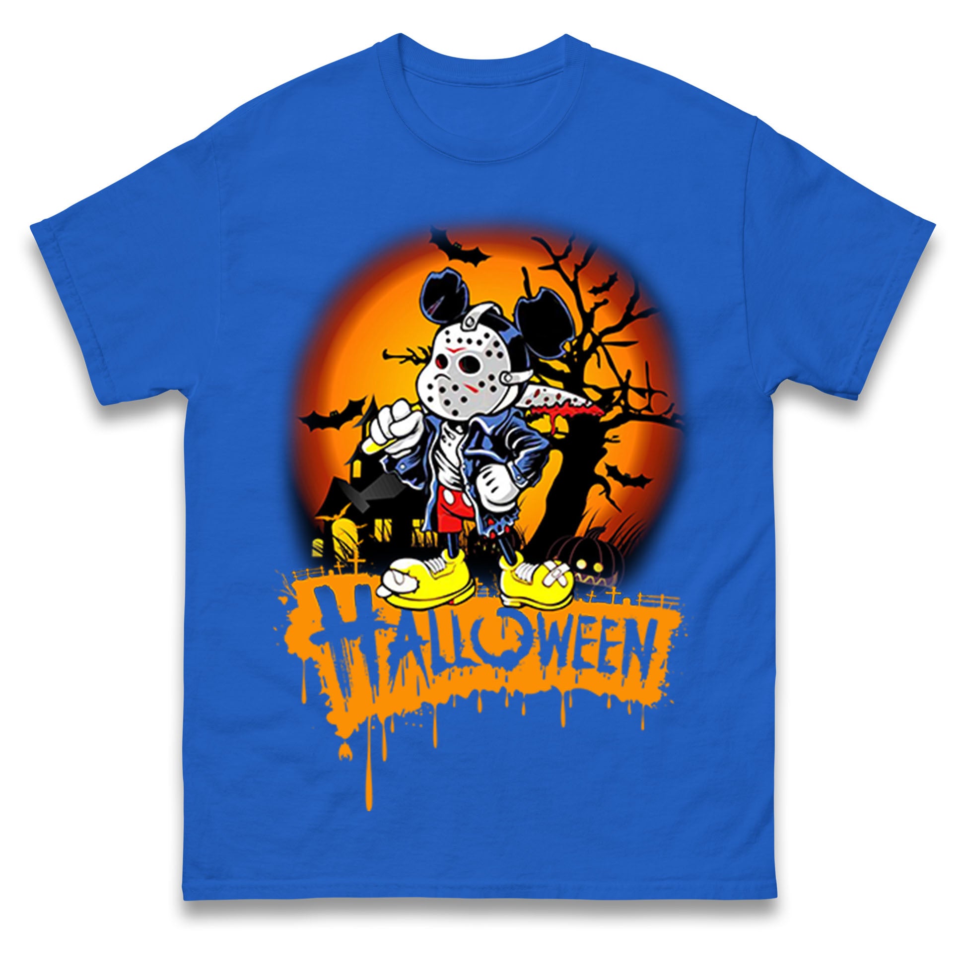 Mickey Mouse Haunted Halloween Mens T Shirt Womens Tops Teess XL