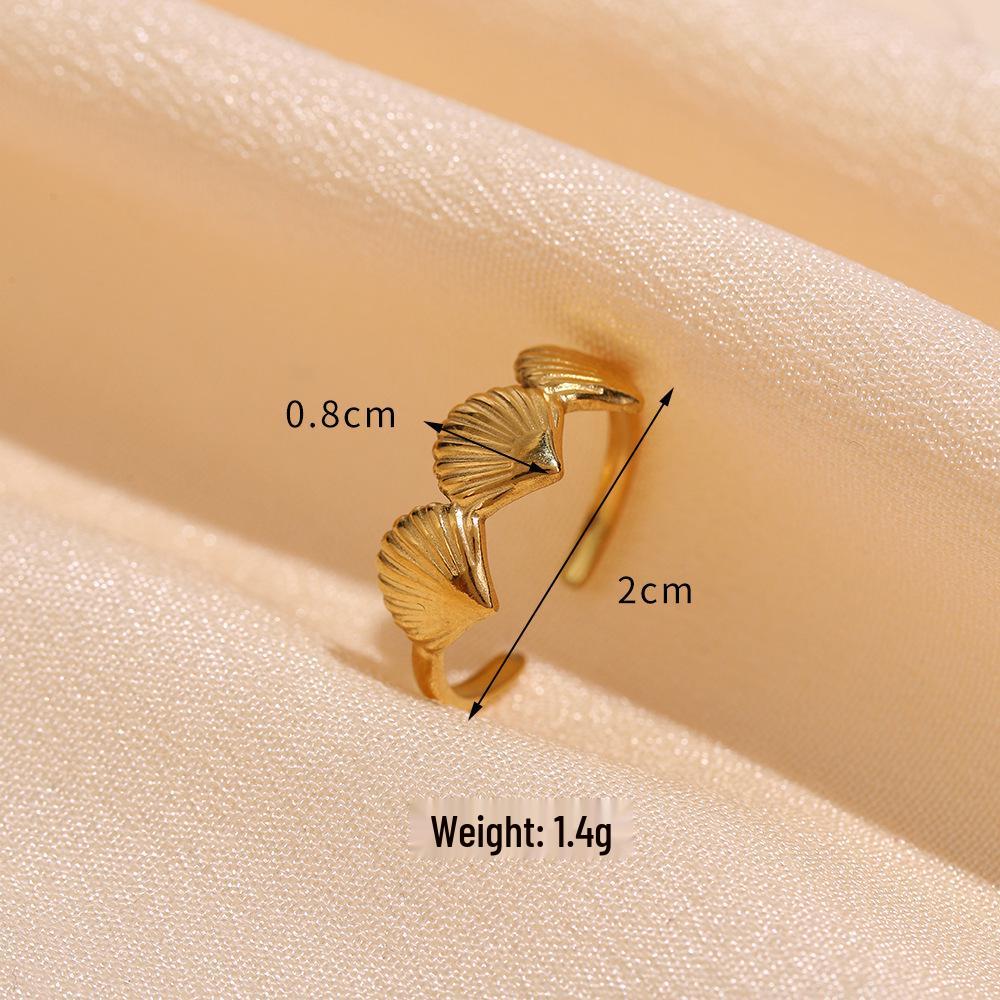Adjustable Minimalist Geometric Open Stainless Steel Women's Ring - Gold-Plated, Hydraulic Vacuum Finish