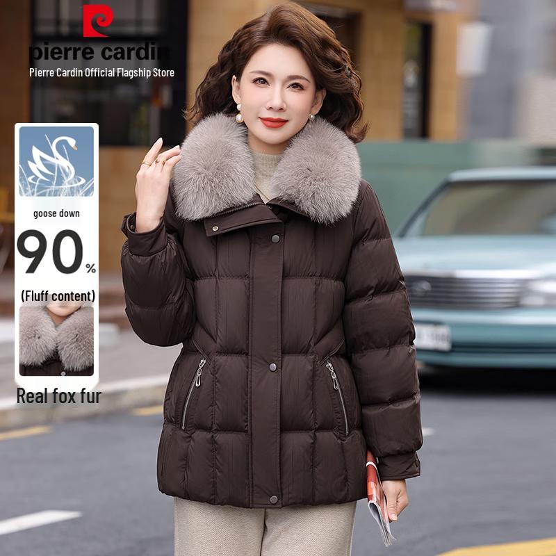 Pierre Cardin Women s 90% Goose Down Jacket with Fox Fur Collar L