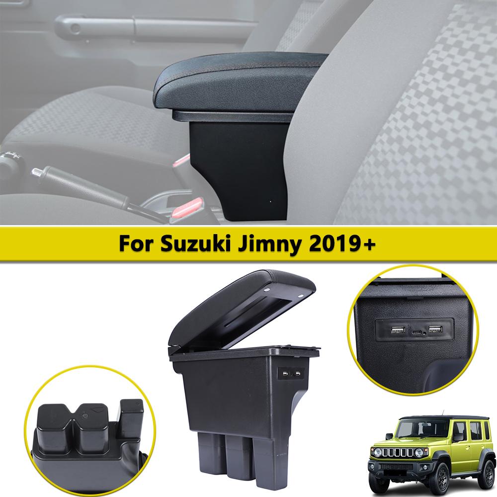 Car Center Armrest Box Assembly Storage Box with USB Ports for Suzuki Jimny 2019-2023 JB74 Retrofit Parts Interior Accessory