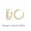 Elegant 18k Gold Plated C Shaped Round Pearl Earrings Fashion Jewelry For Women