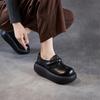 Johnature Genuine Leather Thick Soled Women's Shoes Round Toe Lightweight Retro Flat Platform Shoes