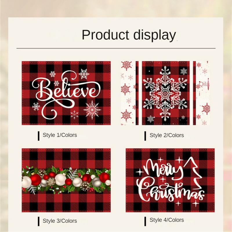 Neue Weihnachten Digital bedrucktes Platzset Feiertagsfeier Esstisch Wärmeisoliert Schmutzabweisend Tischmatte
