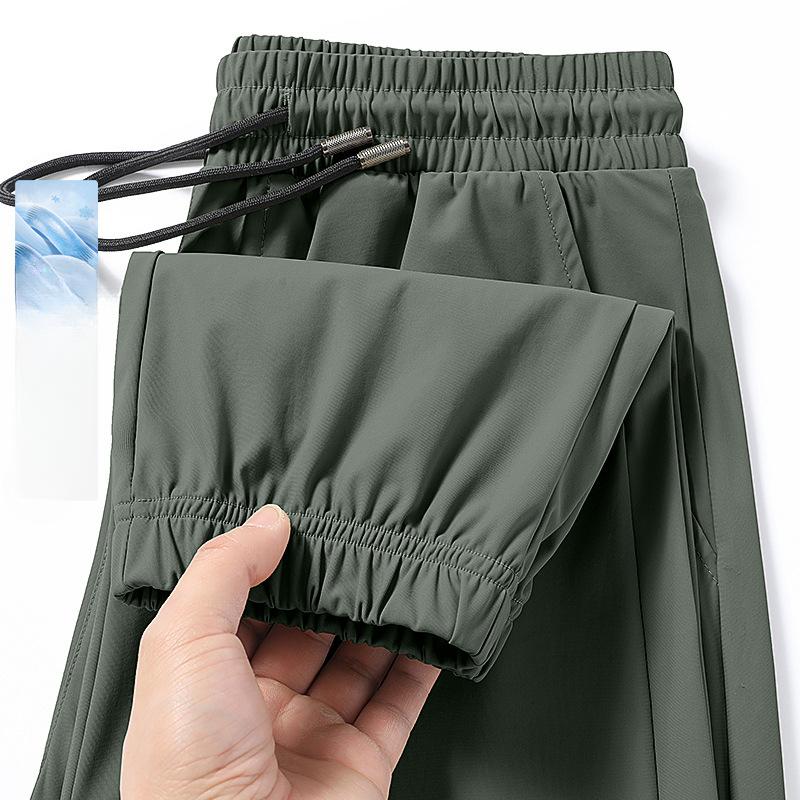 New Sports Quick-drying Pants for Men's Summer Thin Men's Pants Straight-leg Tying Casual Men's Trousers Straight-leg Trousers