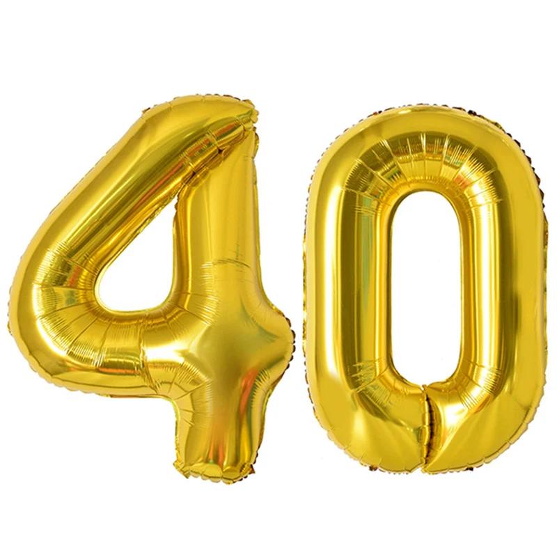 2pcs 40 Inch Number Figure Foil Balloon16 18 20 21 25 30 35 40 Years Adult Old Birthday Party Anniversary Decoration Air Balloon