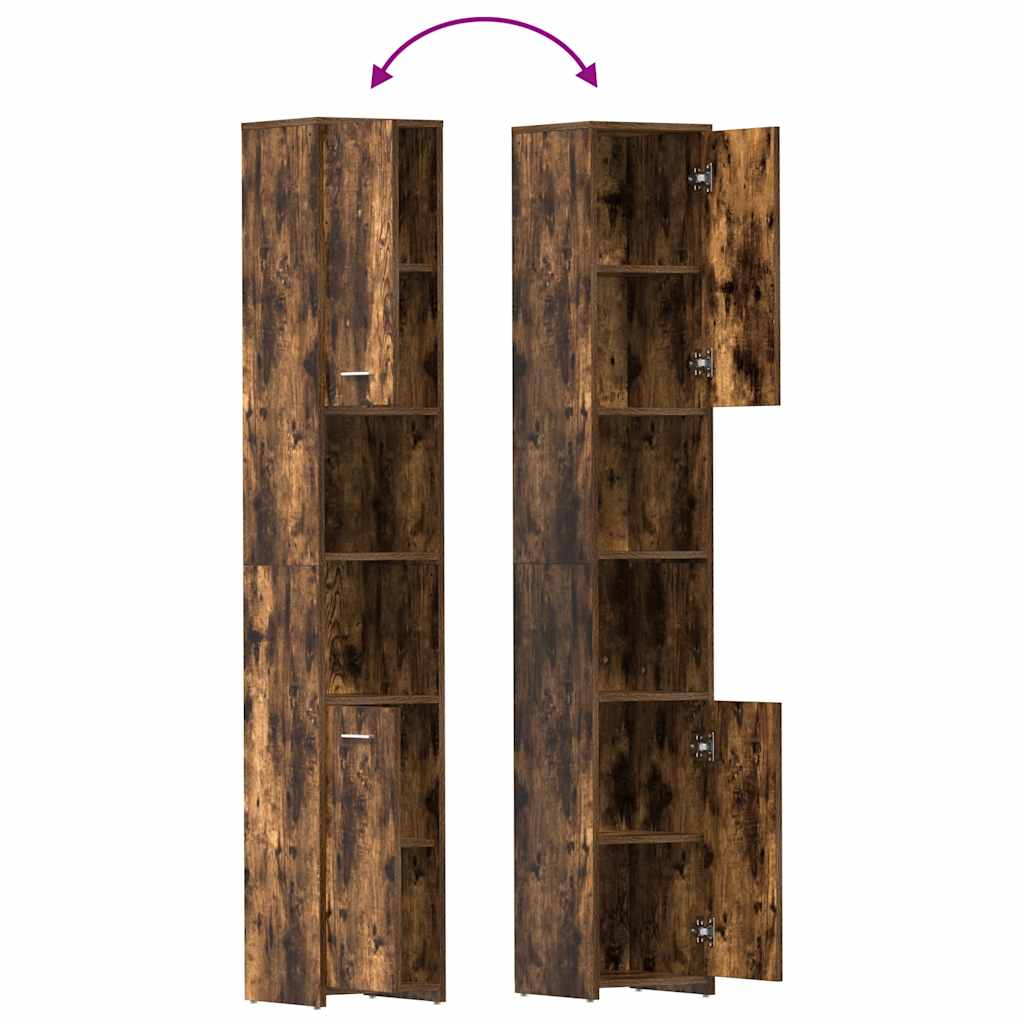 Bathroom Cabinet Smoked Oak 30x30x183.5 Cm Engineered Wood