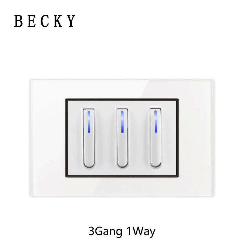 118 Type Piano Key White Tempered Glass Fashionable Switch Socket American British European Standard Universal Socket