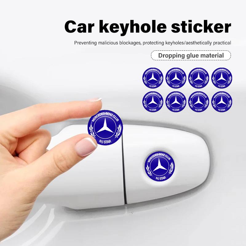 BENZ 8Pcs Car Door Keyhole Sticker Lock Protection Dustproof Decals For Mercedes Benz AMG A C E S G Class W201 W210 W108 W204 W205
