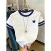 Summer Women Short Sleeve T-Shirt Girl Round Neck Tee Outdoor Sports Adult Valentines Day Red Heart Print T-Shirt Tops