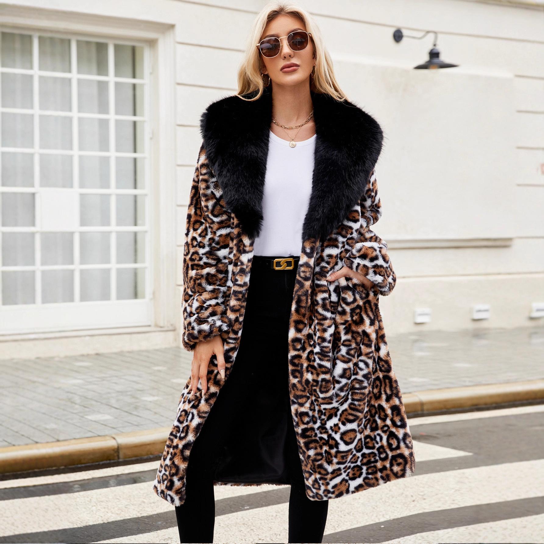 

Autumn And Winter Faux Fur Fur Collar Women s Coat XXXL