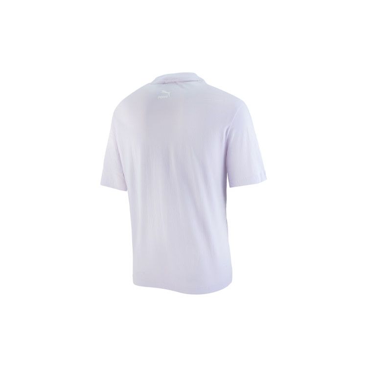 Puma Letter Logo Printed Casual Round Neck Short Sleeve T-Shirt Unisex Tops Light-Purple 539904-23
