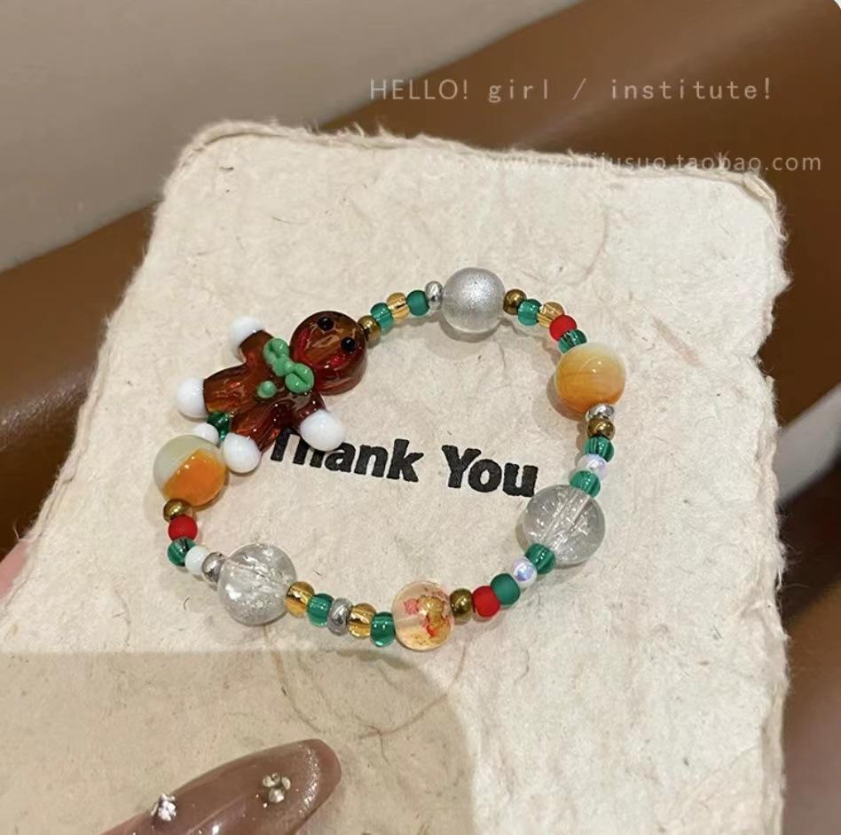 Bracelet de Noël en Pain d'Épices - Design Festif Bijou de Main