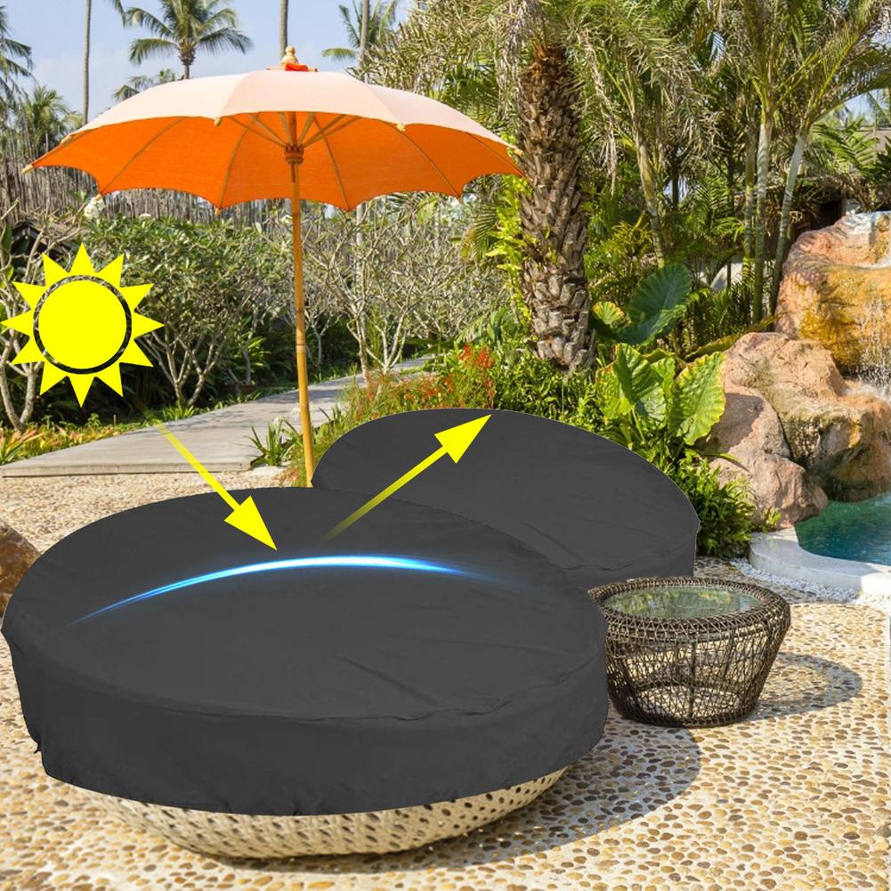 Outdoor Waterproof Daybed Cover Round Sofa Dust Cover Rain Snow Cover Garden Patio Furniture UV Fade Sofa Chair Protection Cover