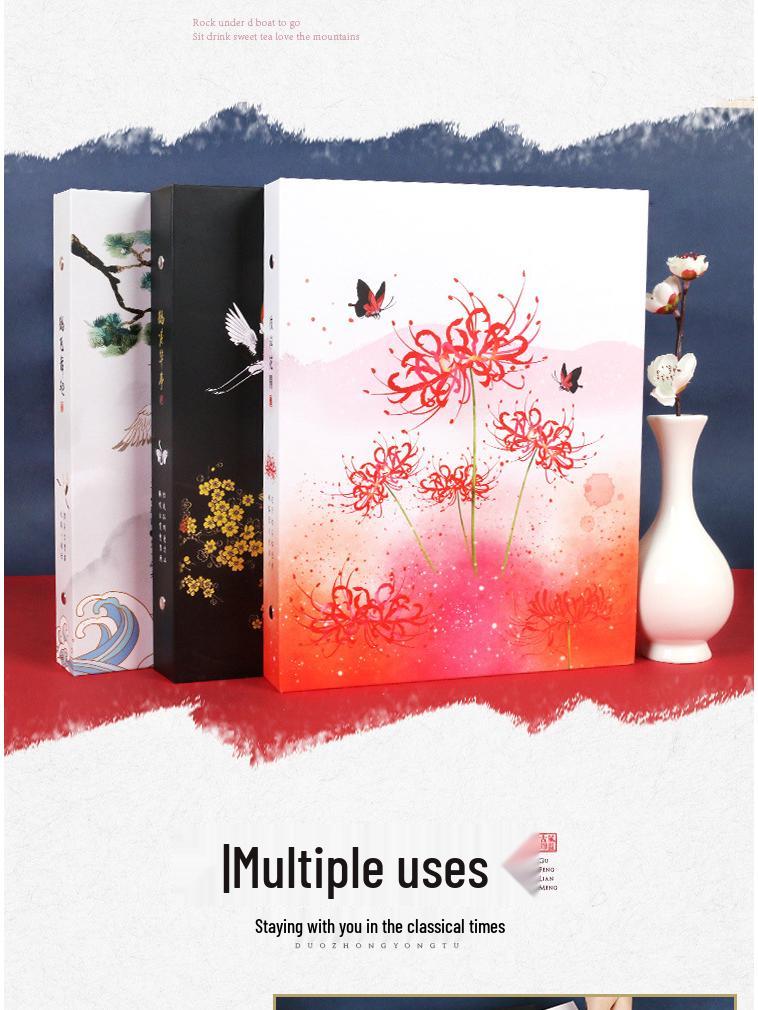 Ancient Poetry B5 Notebook with Detachable Pages - Chinese Style Double-Sided Illustrations