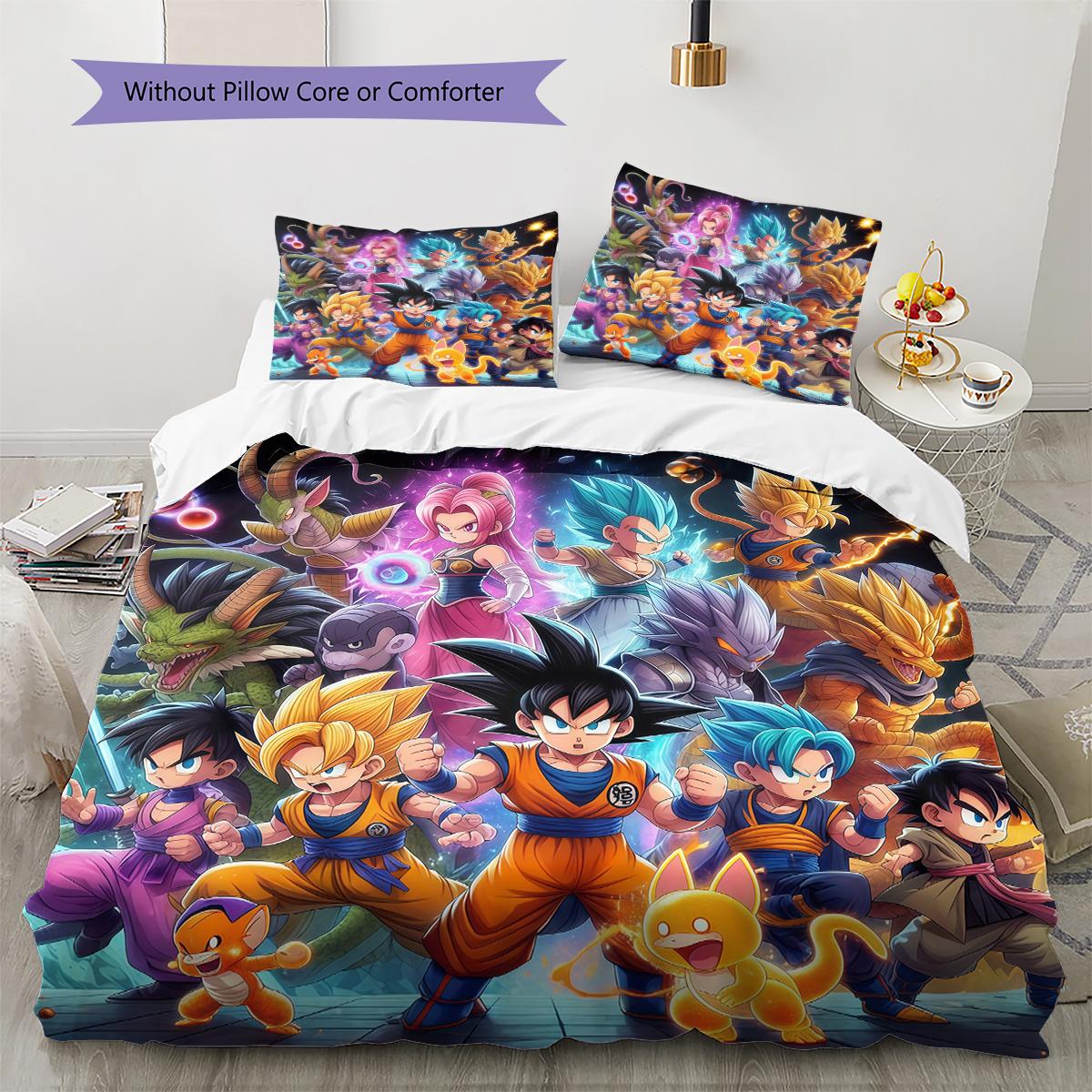 

Dragon Ball Super Pattern Bedding,Quilt Set Quilt Cover Pillowcase Home Birthday Gift (1 * duvet cover + 2 * pillowcase, without core) 135x200cm