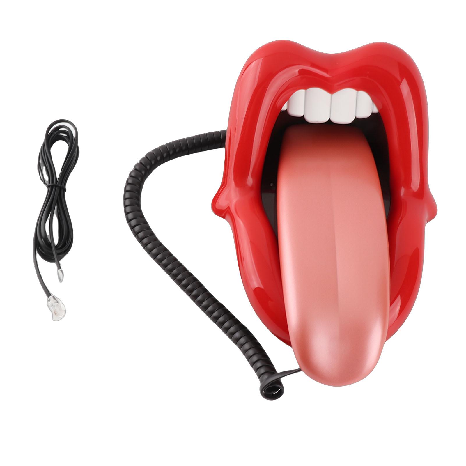 Konnwei Red Mouth Telephone Novelty Big Tongue Landline Phone Wi Funny Lip Phone With Led Indicator For Home Shops Office
