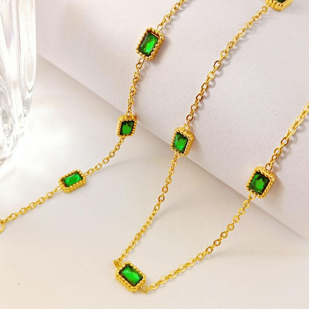 Fashion Personalized Emerald Collarbone Chain Personalized Design Titanium Steel Bracelet Women Do Not Fade Versatile