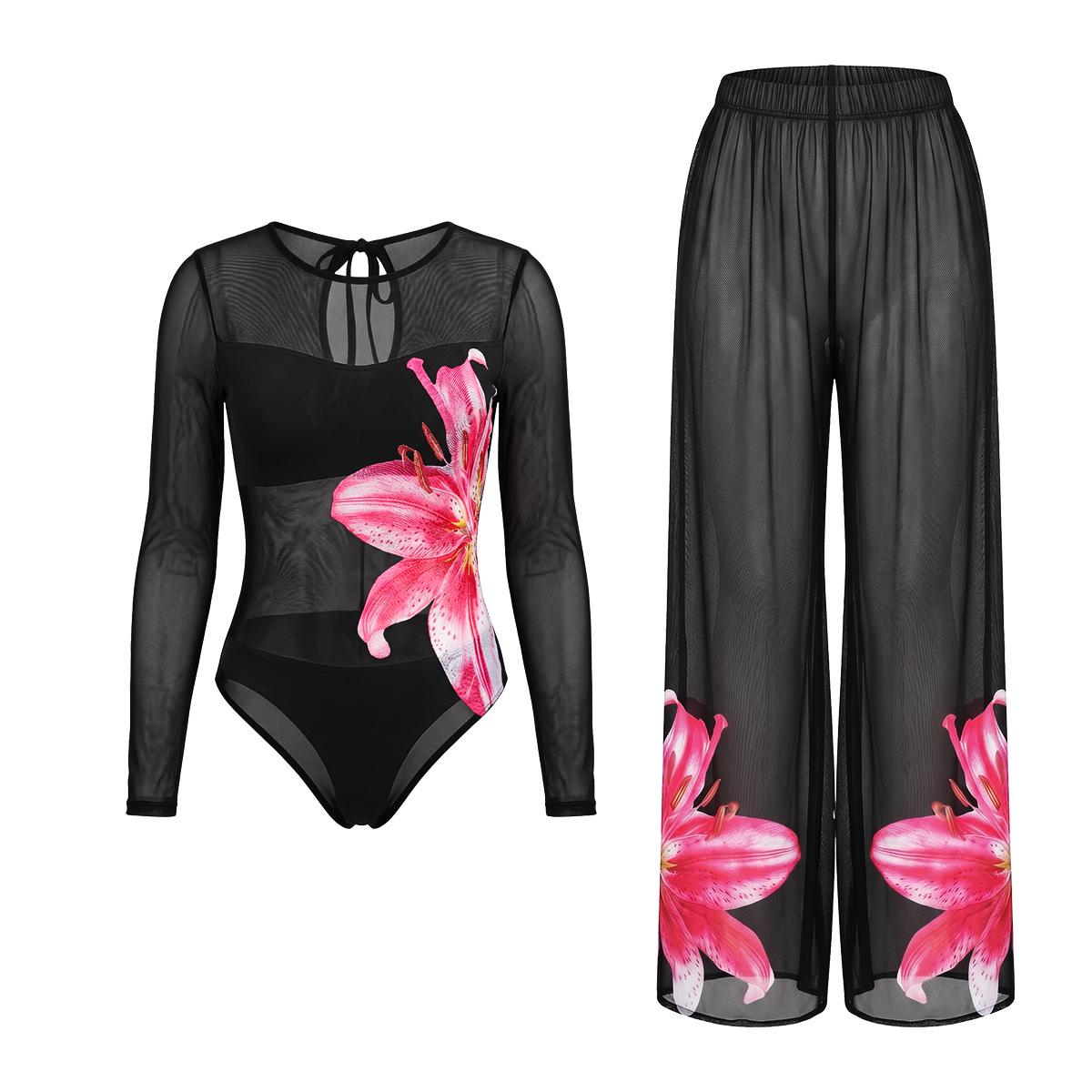Neues Einteiler-Sonnenbade-Badeanzug-Set S with pants S black